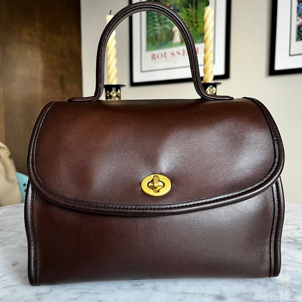 Vintage Coach Manor Bag 9977 in Mahogany Brown Made in USA